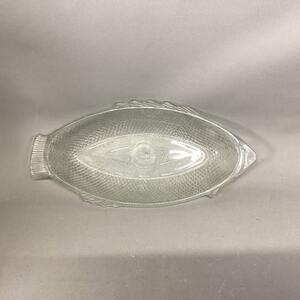 GLASSBAKE 18" Clear Glass Fish Shaped Baking Dish Platter Vintage # J141